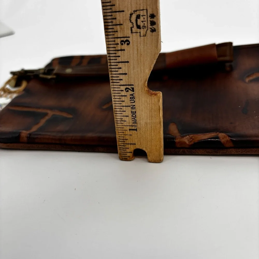 Hide Junkie Wristlet Women Large Brown Leather Embossed Brands Made in USA
